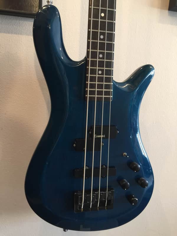 Spector NS-2B 4 string bass Neck Thru design 1980's Trans Blue image 1