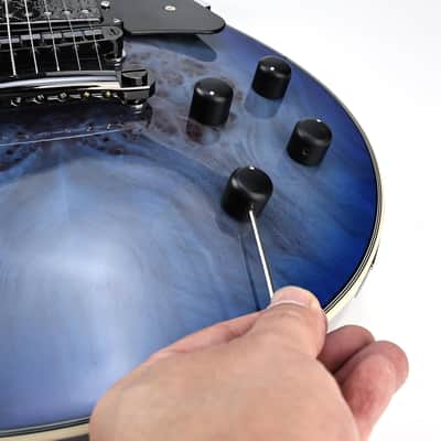 4Pcs Ebony Electric Guitar Volume Tone Knobs with 6mm（15/64"） Brass Hole Wood Bass Guitar Control Knobs Compatible with Fender Strat Telecaster Les Paul Guitar Replacement Parts (Ebony Color) image 4