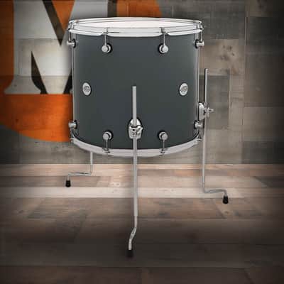 DW Design Series Maple Floor Tom, 16x18 - Steel Gray Lacquer w/Chrome Hardware (DDLG1618TTSG) image 1
