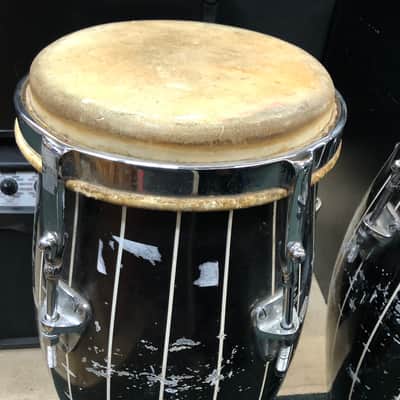 Pair Classic Vintage King Conga Drums ( Quinto , Conga Size ) 1960's Black with Stripes image 8