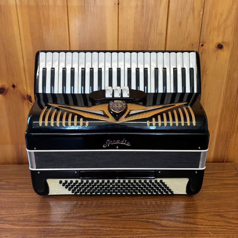 BLACK AND WHITE ARCADIA PIANO ACCORDION LM LIGHTWEIGHT FULLSIZE image 1