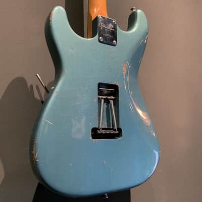 Made to Order - FRANCHIN Mercury guitar Paul Audia Signature - Lake Placid Blue / Sherwood Green / Candy Apple Red - Gold Racing Stripe Relic Aged 100% Nitro Lacquer Stratocaster-Strat-S-Style Made in Italy image 5