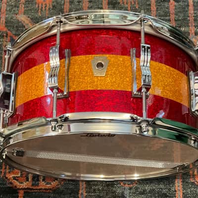 Ludwig 6.5” x 14” Classic Maple Snare Drum - Tri-Band Red & Gold Sparkle image 1