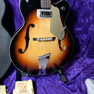 Rare Condition Gretsch 6124 Single Anniversary 1963 Shaded Golden Electric Guitar Hollowbody Sunburst Case Candy OHSC image 9