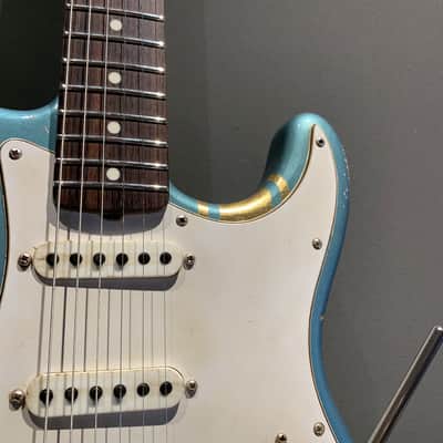 Made to Order - FRANCHIN Mercury guitar Paul Audia Signature - Lake Placid Blue / Sherwood Green / Candy Apple Red - Gold Racing Stripe Relic Aged 100% Nitro Lacquer Stratocaster-Strat-S-Style Made in Italy image 9