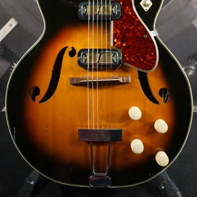 1960s Harmony Meteor H70 Sunburst Hollowbody Vintage Electric Guitar w/ Dearmond Gold Foils image 5
