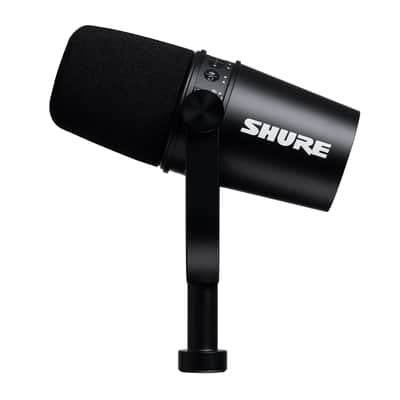 Shure Shure MV7 Dynamic Unidirectional Dual XLR/USB Podcasting Microphone, Black Bundle with H&A Telescoping Tabletop Microphone Stand, Microphone Cable, TAPH500 Pro Closed-Back Studio Headphones image 8