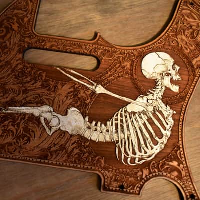 Handcrafted Cherrywood Pickguard for Fender Telecaster – Laser-Engraved Unique Design image 5