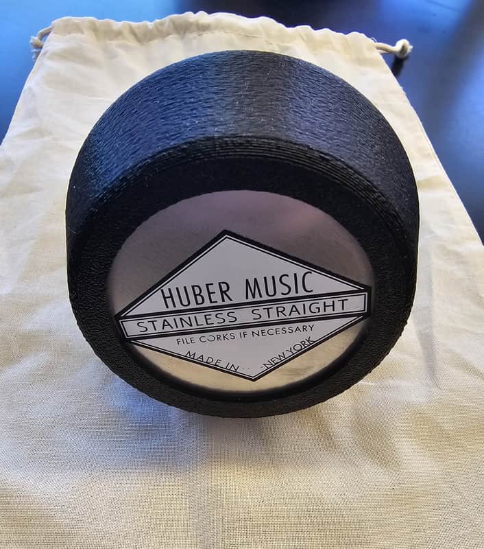 Huber Music Stainless Straight Mute 2026 - Black Plastic w/ Stainless Steel Bottom image 1