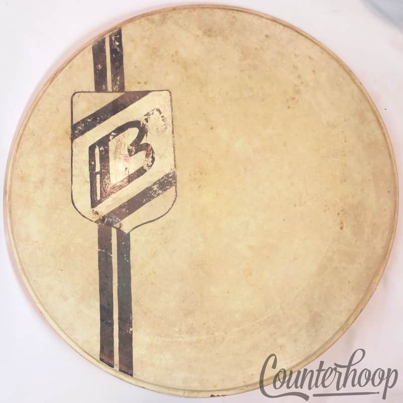 Gretsch 24"Calf Skin Bass Drum Head Vintage 40s USA Calfskin Resonant "B"Shield image 1