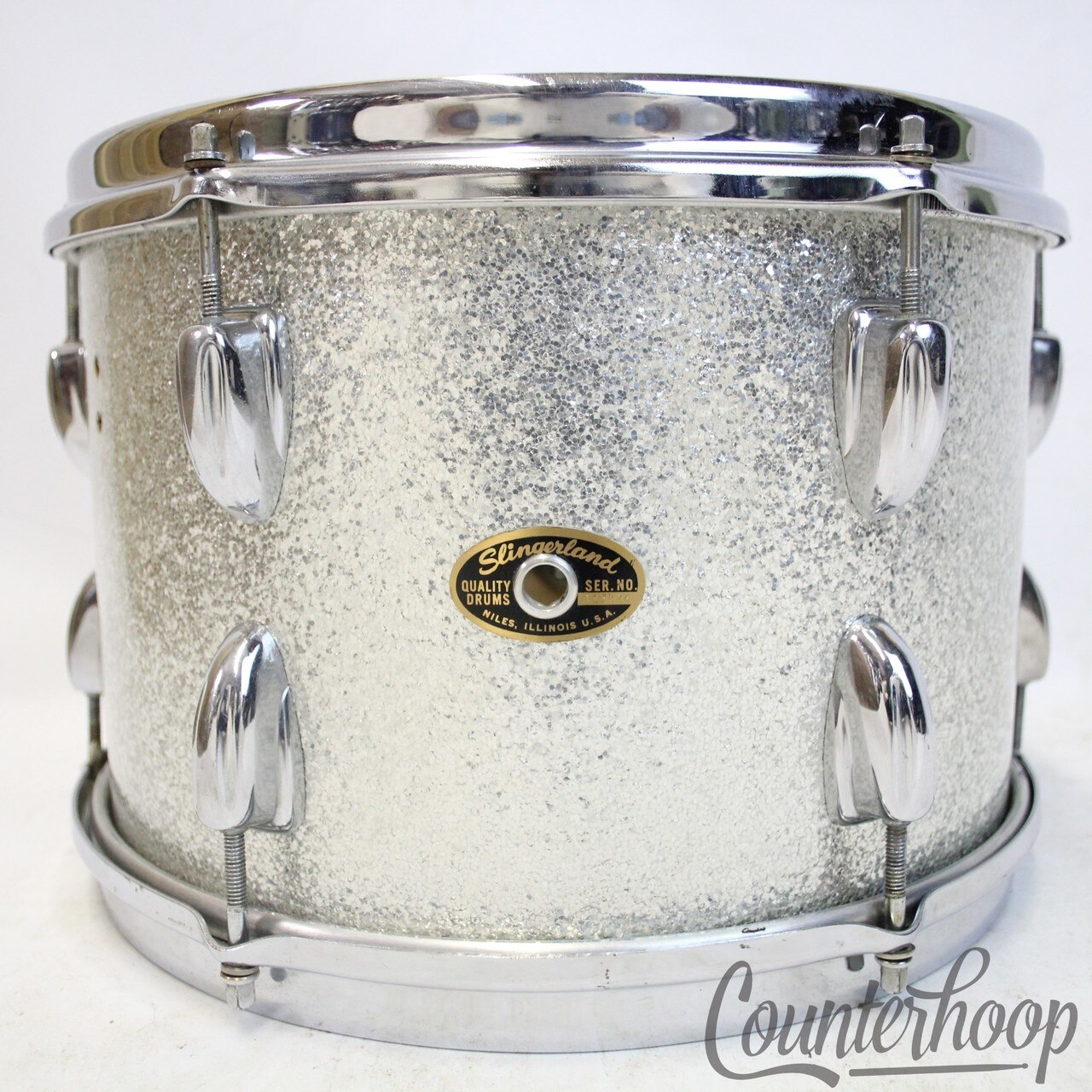 Slingerland 12x8" Silver Sparkle Tom Drum Vintage 60s Sound King Niles Diamond* — main photograph