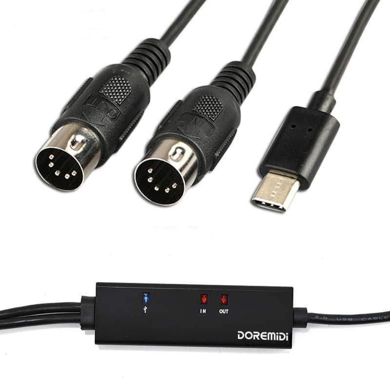DOREMiDi MIDI To USB C Type C Cable USB MIDI Converter With Indicator Light For MacBook Android image 1