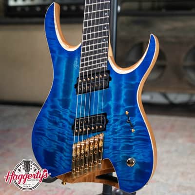 Mayones Hydra Elite VF 7 Electric Guitar - Infinite Blue 4A Curly Poplar image 1