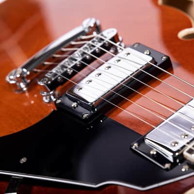 Semi-Hollow Body Electric Guitar Jazz Guitar with F-Hole, Maple neck, humbucker Pickups (Brown) image 2