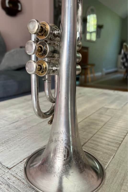 Antique Cornet “Omnia Vincent” New York Retailer Silver Plate c.1890s — Player Restorable image 1