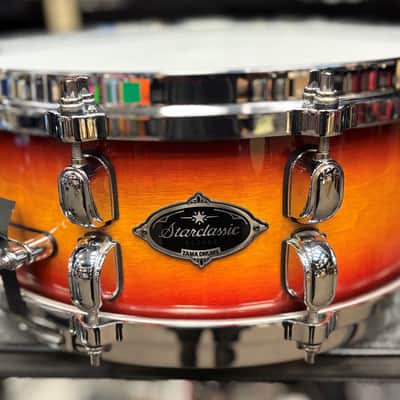 Tama Used Starclassic Bubinga Birch 5.5x14 Snare Cherry Natural Burst image 1