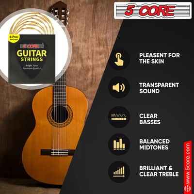 5 Core 6 Set Guitar Strings 6Pcs in 1 Set Premium Acoustic Electric Guitars Strings w Hexangular Steel Core Brass Wound Extra Light Gauge .010-.047 Cuerdas Para Guitarra Acustica - GS AC BRSS 6SET image 14