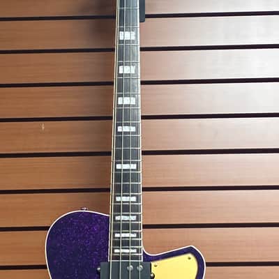 Reverend Linh Le Signature Lil Linhbacker in Purple Sparkle w/2 Tone Soft Case New Blem image 3