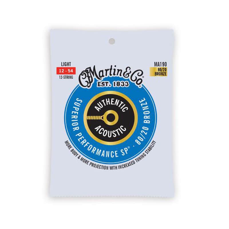 Martin MA190 Authentic SP Acoustic Guitar String Set, 12-String Light - 80/20 Phosphor Bronze image 1