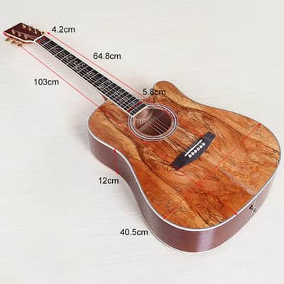 Electric Acoustic Guitar 41 Inch Dead Wood Cutaway Design with Fingerboard Inlay High Glossy Folk Guitar with EQ image 5