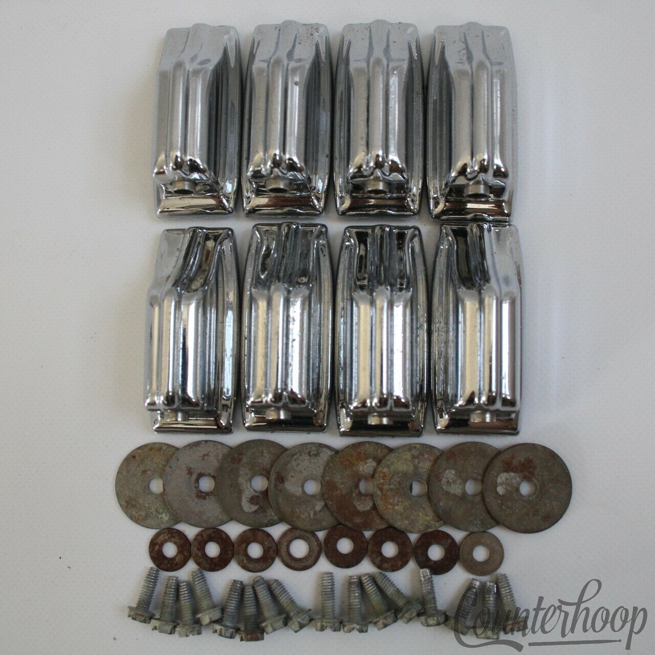 Rogers 8x Beavertail Tom Drum Lugs Chrome Powertone/Holiday Cleveland-Dayton 60s — main photograph
