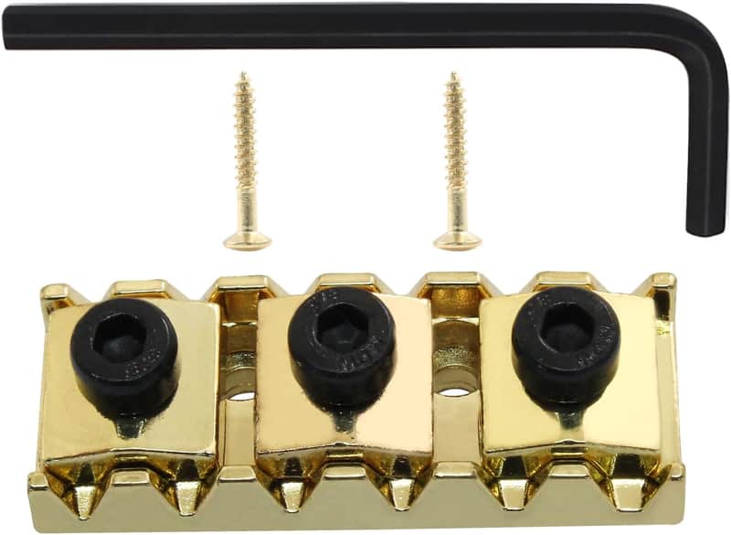 42MM Guitar Metal Locking Nut String Lock, Guitar Parts Strings Locked Nut for Floyd Rose Style Electric Guitar Tremolo Double Lock System (Gold) image 1
