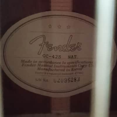 Fender GC-42s Nat Parlor Acoustic Guitar image 2