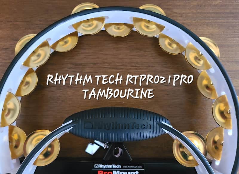 RhythmTech RTPRO1 Pro Series Tambourine brass Jingles White/black Drum mount included image 1