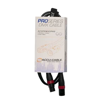 Accu-Cable AC3PDMX5PRO, Pro Series 3-Pin Male to 3-Pin Female Connection DMX Cable - 5 Ft image 1