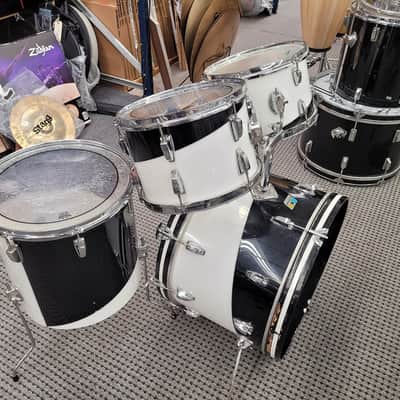 Ludwig Vistalite Big Beat 4 Piece Shell Pack 12/13/16/22 1970s - Black / White image 20