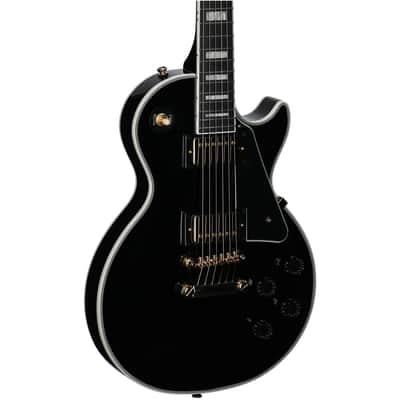 Epiphone Inspired by Gibson Les Paul Custom Electric Guitar, (with Gig Bag), Ebony image 8