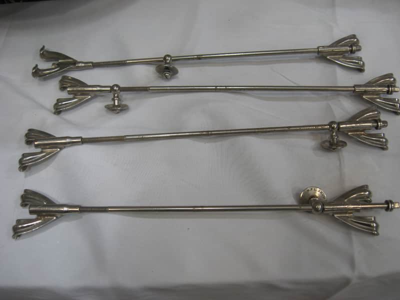WFL 4 - Single Tension Bass Drum t-rods, claws and center lug (10151-U-1104) 50's/60's - Nickel Plated image 1