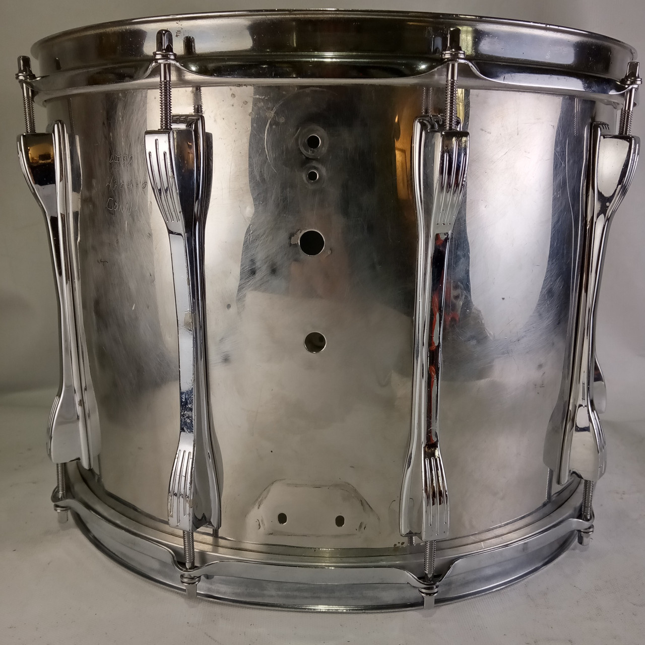 Ludwig 14" Stainless Steel Shell Tom Drum Tenor Marching Snare 10-Mach Lugs USA — main photograph