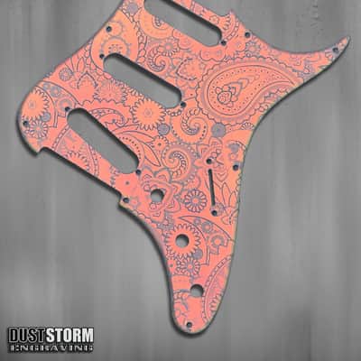 Paisley Pickguard Tremolo Cover Set Engraved Iridescent Rainbow Acrylic Mirror for PRS Silver Sky image 7