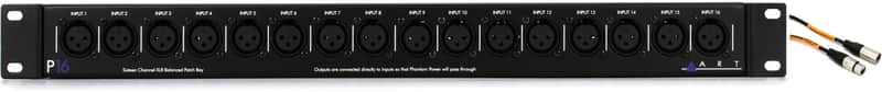 ART P16 16-channel XLR Balanced Patchbay Bundle with Pro Co EXM-3 Excellines XLR Female to XLR Male Patch Cable - 3 foot image 1