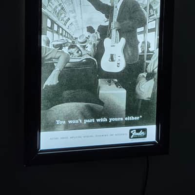1958 Fender You Wont Part With Yours Either Telecaster/Tweed Twin Man on A Subway Backlit Movie Style Poster 16 X 20 Man Cave, Music Room image 2
