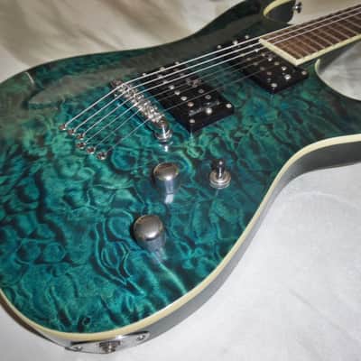 Washburn X-50 Q -Guitars4cancer- Neck-thru body, Quilted Maple Top, Trans Blue, Bound, Buzz Felten image 1
