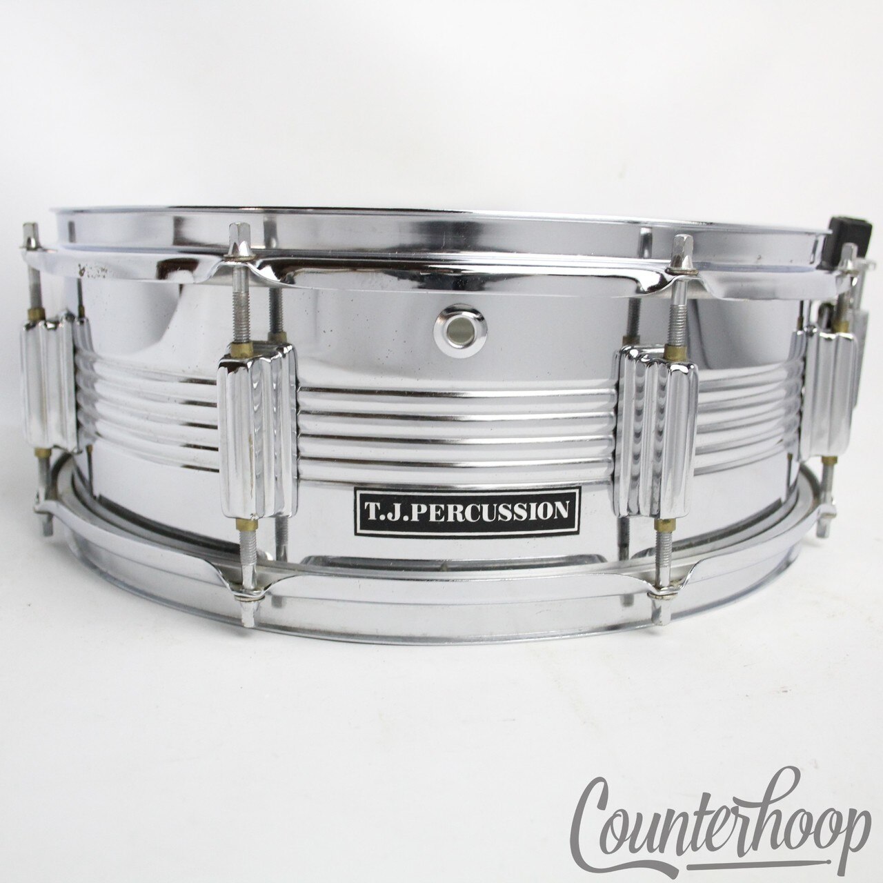 T.J. Percussion 14x5" Snare Drum Steel Shell 8-Lug 5-Line Muffler Triple-Flanged — main photograph