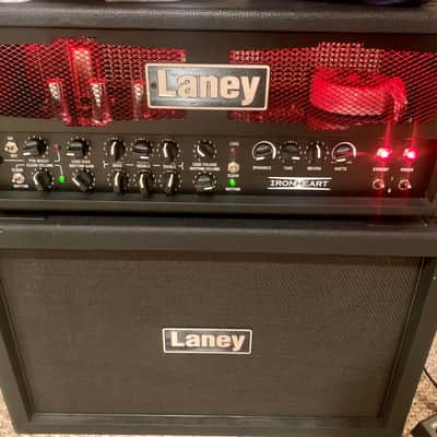 Laney Ironheart IRT60H guitar amplifier head with a Laney IRT212 cabinet image 1