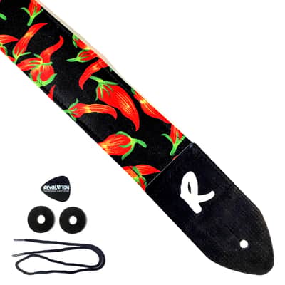 Chili Pepper Guitar Strap- Hot Pepper Guitar Strap - Red Pepper Guitar Strap-Pepperoni Guitar Strap- Double Padded- Comfortable- image 1