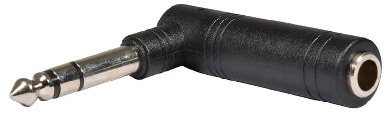 Adaptor Right Angle 6.3mm Stereo Jack Plug – 6.3mm Stereo Jack Socket (Single) image 1