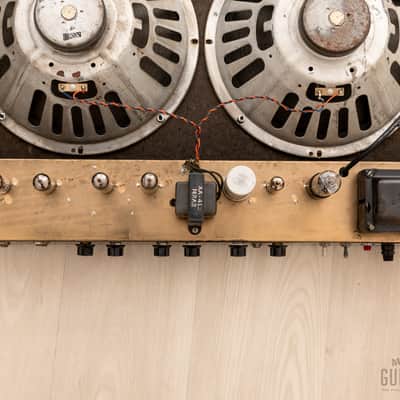 1966 Harmony H415 Valco-Made Vintage 2x12 Tube Amp w/ Tremolo & Oxford Speakers, Serviced image 11