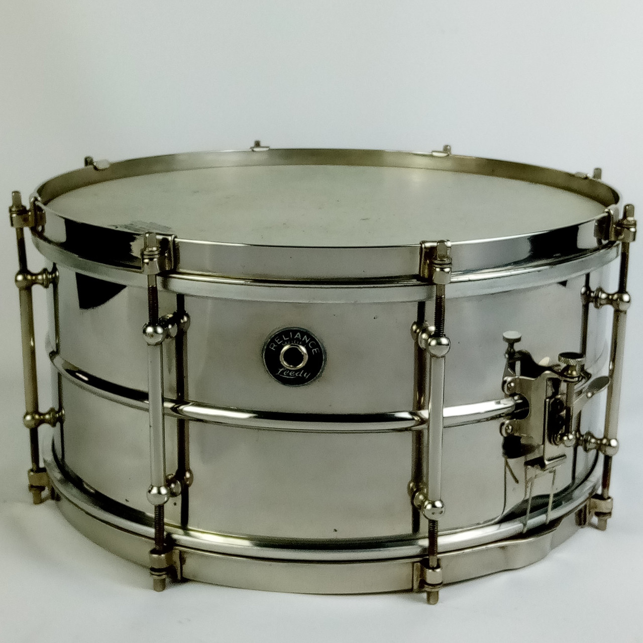 Leedy Reliance 6.5x14" Snare Drum 8-Tube-Lug NOB Nickel Presto Throw-Off Vintage — main photograph
