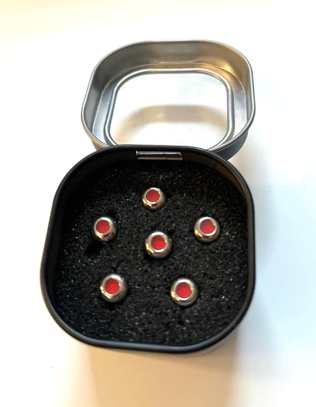 Martin Luxe Liquid Metal Bridge Pins 2023 - Present - Chrome with Red Dot Inlay image 1