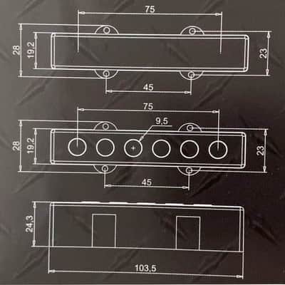 Artec 6 String Jazz Bass Style Flat Pole Pickups Set image 3
