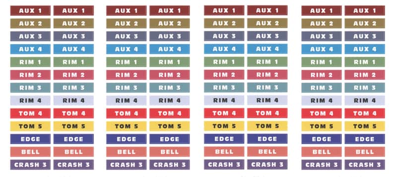 4 SETS of Roland Drum Cable Snake Stickers for Auxiliary Accessories - Decal Label Pair Pack image 1