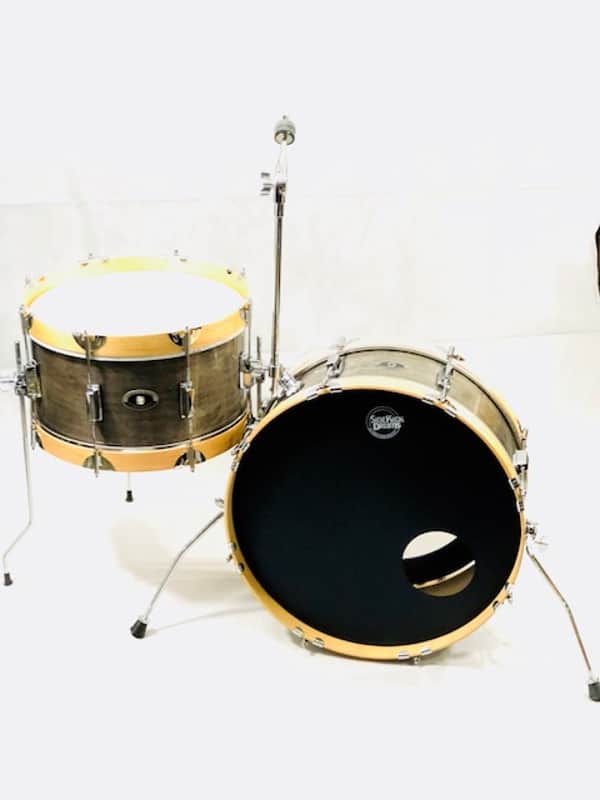 Side Kick Drums Pancake Jungle Drum Set Shell Pack Ebony with Maple Hoops image 1