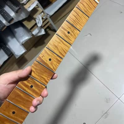 4a 5-string electric bass neck jazz bass stainless steel 21frets Roasted flame Maple guitar neck 34inch hole 18mm image 5