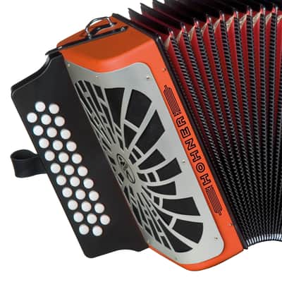 Hohner Compadre GCF 3-Row Diatonic Accordion - Orange w/ Hard Case image 3