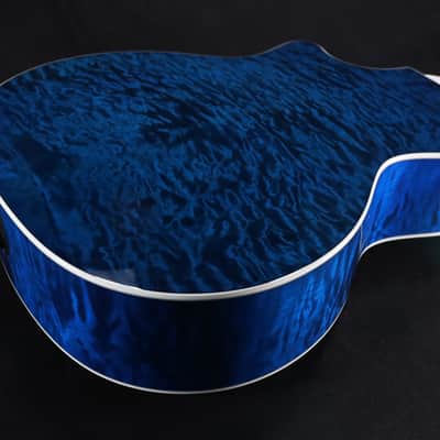 Taylor Custom Shop Grand Auditorium BLACK LABEL Spruce Top Quilt AAA Maple Back & Sides with Hardcase Transparent Blue 093 image 6